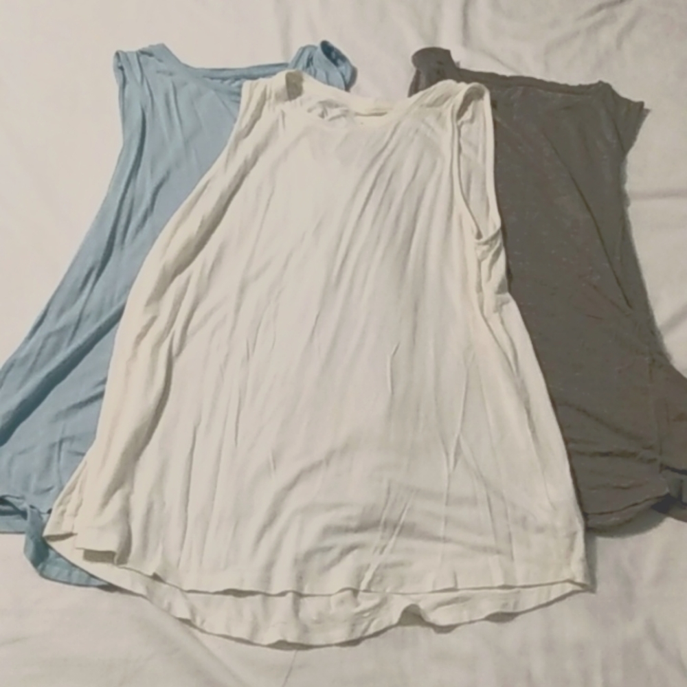 Bundle of 3 sleeveless tops-A New Day-medium, gray, white, & light blue